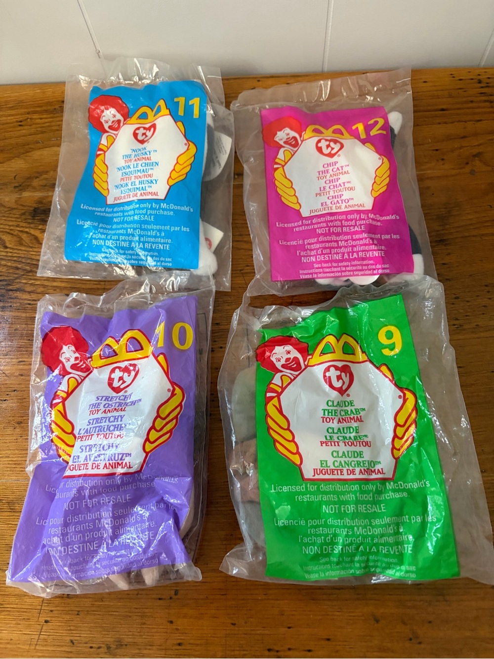 4 Ty McDonald’s 1999Beanie Babies Plush Set - Assorted Blue, Pink, Purple, Green